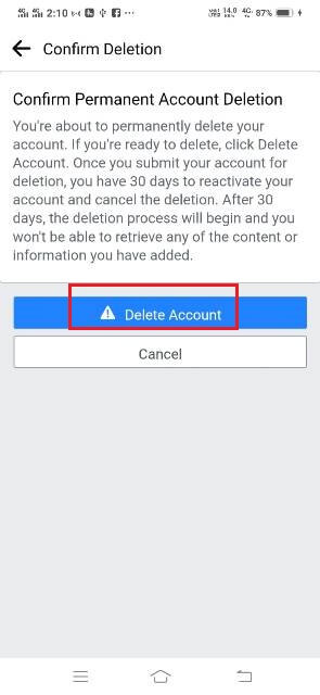 facebook account delete kaise kare confirm delete (1)