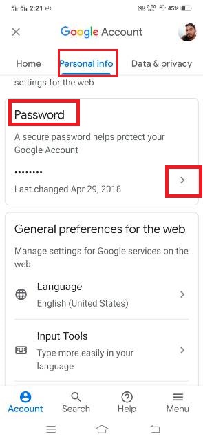 gmail id ka password kaise change kare choose password