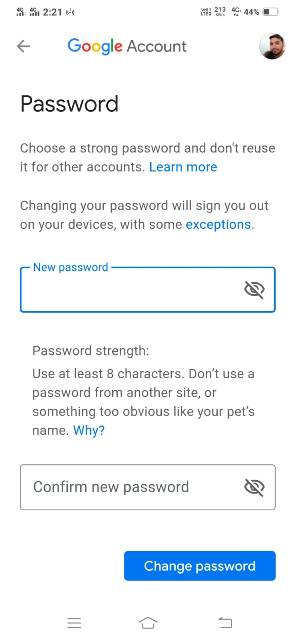 gmail id ka password kaise change kare enter new password